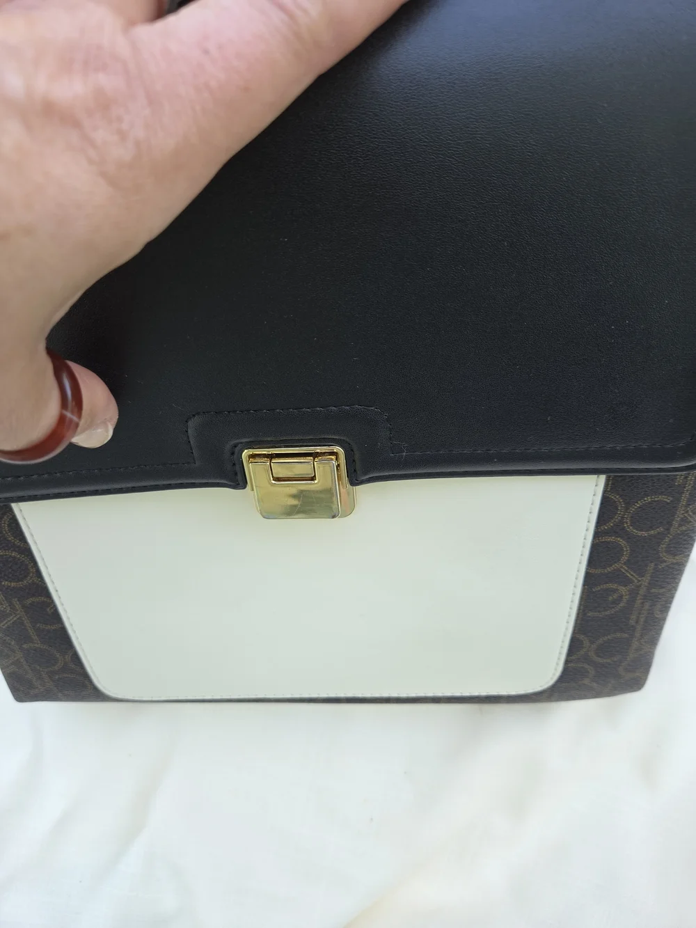 Calvin Klein Black, Brown & Cream Logo Backpack